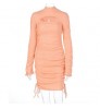 LL062446K 2020 New arrivals casual summer longuette club dress party pleated solid tight fitting clothes women dresses