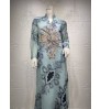 Plus Size Fast Delivery Belt Muslim National Style Women Bobtail Beaded Flower Evening Dress Longuette Eid Dress