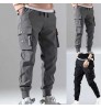 Wholesale autumn men's pants hip-hop harem jogging pants 2021 new men's trousers men's solid color multi-pocket overalls tights