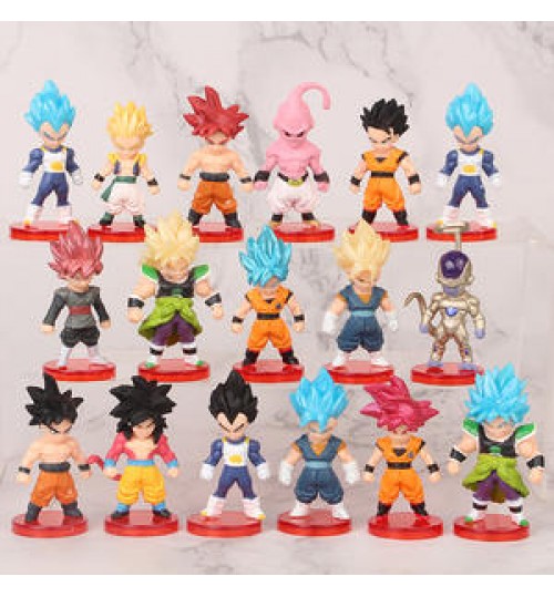 16pcs/set Anime Dragon Ball Z Character Cute Version PVC Action Figure Model Toy 7cm