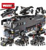 WOMA TOYS Amazon Hottest sale bricks SWAT Mobile combat bus police car army model building block for kids large set Zabawka